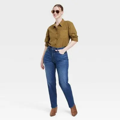 Universal Thread Women's High Waisted Straight Cargo Jeans 90's Vintage, Dark Wash Universal ThreadBullseye Deals