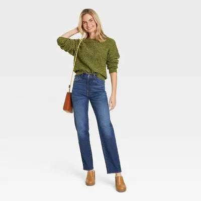 Universal Thread Women's High Waisted Straight Cargo Jeans 90's Vintage, Medium Wash Universal ThreadBullseye Deals
