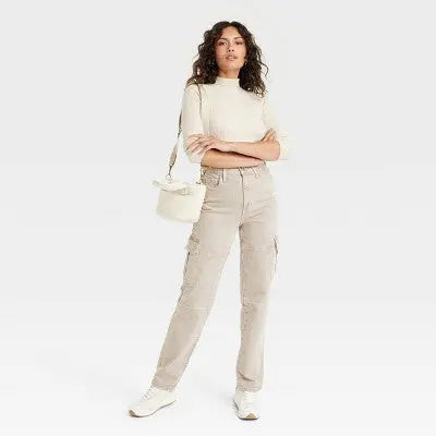 Universal Thread Women's High Waisted Straight Cargo Jeans 90's Vintage, Sand Universal ThreadBullseye Deals