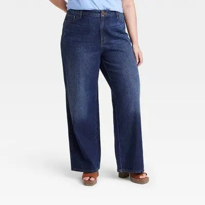 Universal Thread Women's High Waisted Wide Leg Cropped High-Rise Jeans, Dark Wash Universal ThreadBullseye Deals