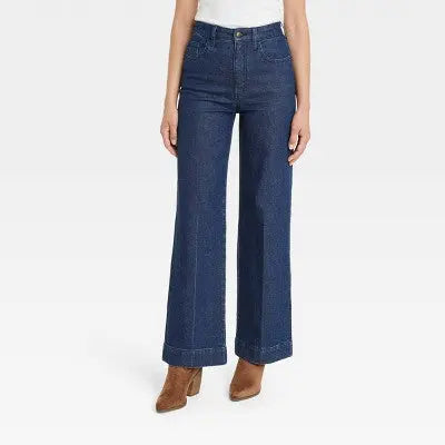 Universal Thread Women's High Waisted Wide Leg Cropped High-Rise Jeans, Dark Wash Universal ThreadBullseye Deals