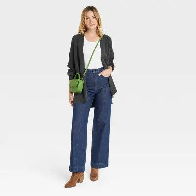 Universal Thread Women's High Waisted Wide Leg Cropped High-Rise Jeans, Dark Wash Universal ThreadBullseye Deals