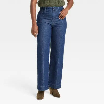 Universal Thread Women's High Waisted Wide Leg Cropped High-Rise Jeans, Dark Wash Universal ThreadBullseye Deals