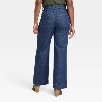 Universal Thread Women's High Waisted Wide Leg Cropped High-Rise Jeans, Dark Wash Universal ThreadBullseye Deals