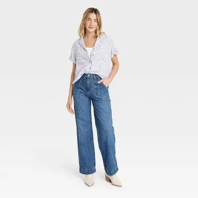Universal Thread Women's High Waisted Wide Leg Cropped High-Rise Jeans, Medium Wash Universal ThreadBullseye Deals