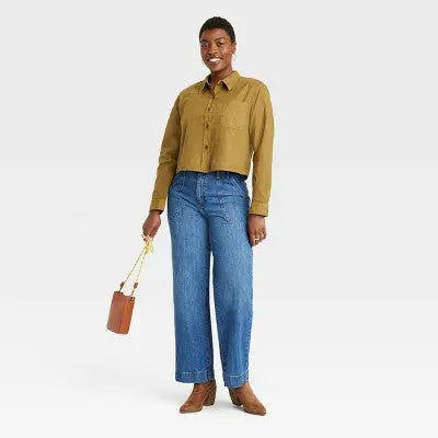 Universal Thread Women's High Waisted Wide Leg Cropped High-Rise Jeans, Medium Wash Universal ThreadBullseye Deals