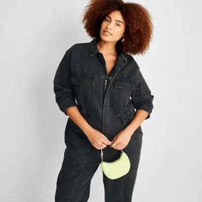 Universal Thread Women's Long Sleeve Denim Jumpsuit Wide-Leg Overalls Universal ThreadBullseye Deals