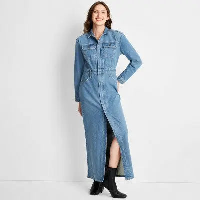 Universal Thread Women's Long Sleeve Denim Shirt Maxi Dress Universal ThreadBullseye Deals