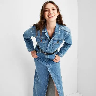 Universal Thread Women's Long Sleeve Denim Shirt Maxi Dress Universal ThreadBullseye Deals