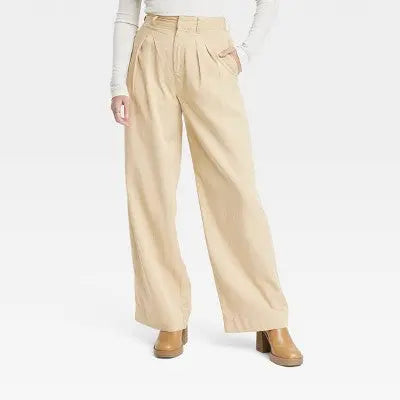 Universal Thread Women's Loose Fit Chino Pants Pleated High-Rise Wide Leg Universal ThreadBullseye Deals