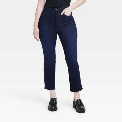 Universal Thread Women's Mid-Rise Bootcut Cropped Jeans Stretchy Raw Edge Universal ThreadBullseye Deals