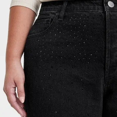 Universal Thread Women's Rhinestones Embellished Baggy Jeans Relaxed Leg Universal ThreadBullseye Deals