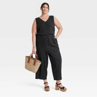 Universal Thread Women's Sleeveless Jumpsuit Casual Relaxed Wide Leg Universal ThreadBullseye Deals