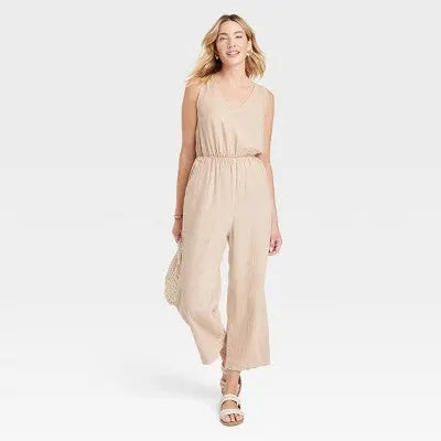 Universal Thread Women's Sleeveless Jumpsuit Casual Relaxed Wide Leg Universal ThreadBullseye Deals