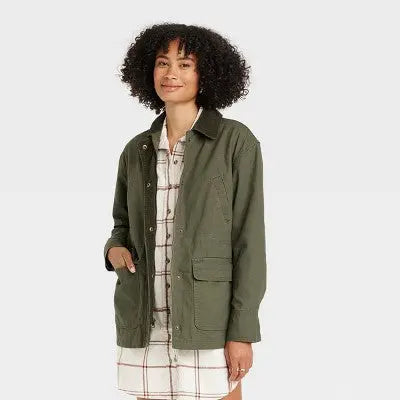 Universal Thread Women's Utility Anorak Jacket Long Sleeve Full Zip Cotton Polyester - Secondipity