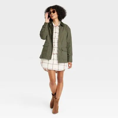 Universal Thread Women's Utility Anorak Jacket Long Sleeve Full Zip Cotton Polyester - Secondipity