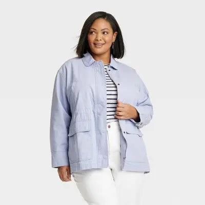 Universal Thread Women's Utility Jacket | Cotton Canvas, Full Zip, Light Purple Universal ThreadBullseye Deals