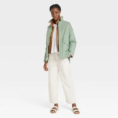 Universal Thread Women's Zip-Up Winter Quilted Jacket Universal ThreadBullseye Deals