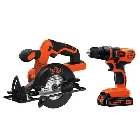 Used - Light Use - BLACK+DECKER 20-Volt MAX* Lithium-Ion Drill-Driver + Circular Saw Combo Kit, BD2KITCDDCS - Secondipity