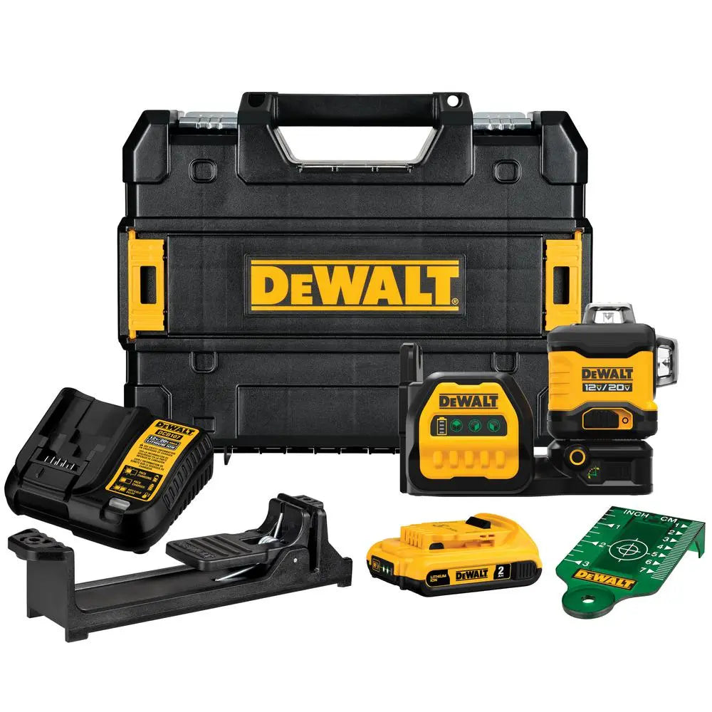 Used - Light Use - DEWALT 20-Volt/12-Volt Lithium-Ion Cross-Line Laser Level Kit with 2 Ah Battery, Charger and Case - Secondipity