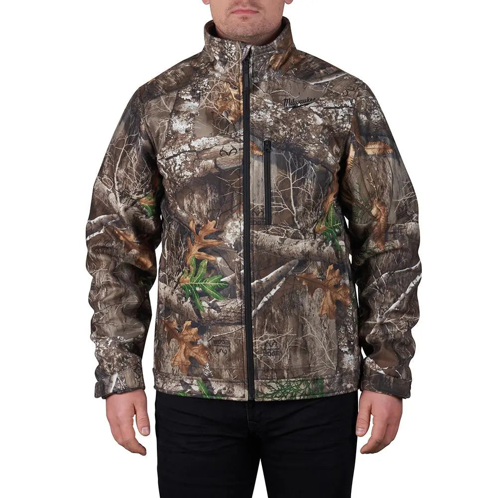 Used - Light Use - Milwaukee Men's Large M12 12V Lithium-Ion Cordless QUIETSHELL Camo Heated Jacket with (1) 3.0 Ah Battery and Charger, Camouflage - Secondipity