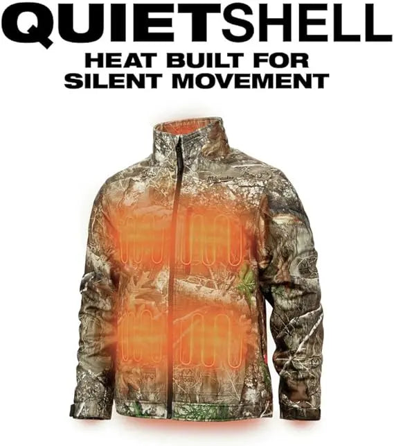 Used - Light Use - Milwaukee Men's Large M12 12V Lithium-Ion Cordless QUIETSHELL Camo Heated Jacket with (1) 3.0 Ah Battery and Charger, Camouflage - Secondipity