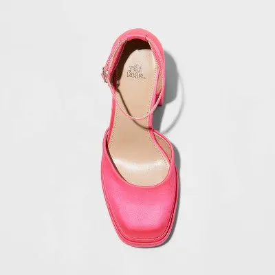 Wild Fable Women's Chunky Block High Heel Pumps Leather Ankle Strap Memory Foam Wild FableBullseye Deals