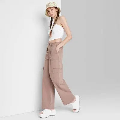 Wild Fable Women's High Rise Straight Leg Casual Cargo Pants Wild FableBullseye Deals