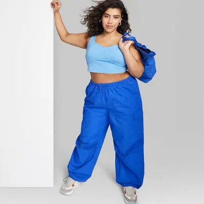 Wild Fable Women's High Rise Straight Leg Casual Parachute Cargo Pants Wild FableBullseye Deals