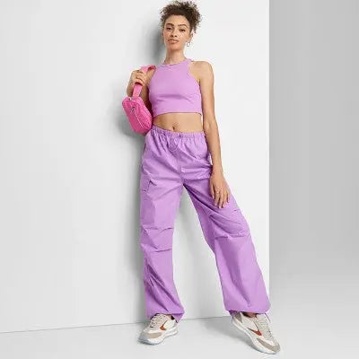 Wild Fable Women's High Rise Straight Leg Casual Parachute Cargo Pants Wild FableBullseye Deals