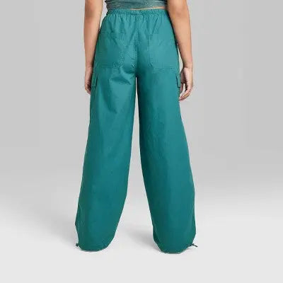 Wild Fable Women's High Rise Straight Leg Casual Parachute Cargo Pants Wild FableBullseye Deals