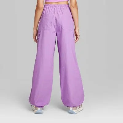 Wild Fable Women's High Rise Straight Leg Casual Parachute Cargo Pants Wild FableBullseye Deals