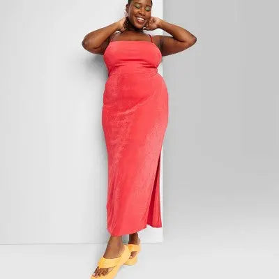 Wild Fable Women's Lace-Up Back Maxi Bodycon Slip Dress Wild FableBullseye Deals