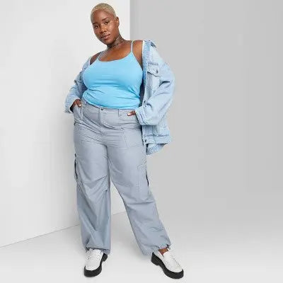 Wild Fable Women's Mid Rise Relaxed Leg Casual Parachute Pants Wild FableBullseye Deals