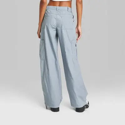 Wild Fable Women's Mid Rise Relaxed Leg Casual Parachute Pants Wild FableBullseye Deals