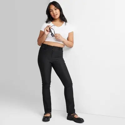 Wild Fable Women's Mid Rise Slim Leg Slim Twill Pants Wild FableBullseye Deals