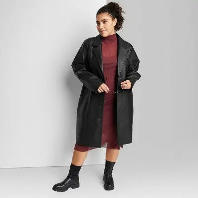 Wild Fable Women's Plus Faux Leather Trench Coat Wild FableBullseye Deals
