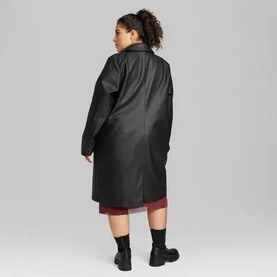 Wild Fable Women's Plus Faux Leather Trench Coat Wild FableBullseye Deals