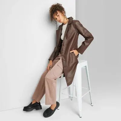 Wild Fable Women's Plus Faux Leather Trench Coat Wild FableBullseye Deals