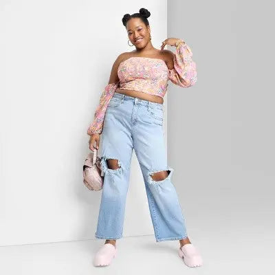 Wild Fable Women's Super High Rise Wide Leg Relaxed Jeans Baggy Wild FableBullseye Deals