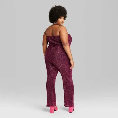 Wild Fable Women's Tube Sequin Mesh Jumpsuit Bandeau Strapless Off-The-Shoulder Wild FableBullseye Deals