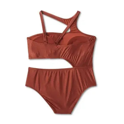 Women's Asymmetrical Metallic Cut Out High Leg Cheeky One Piece Swimsuit- Fe Noel Fe Noel x TargetBullseye Deals