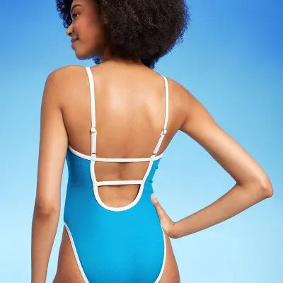 Women's Contrast Binding Scoop One Piece Swimsuit - Shade & Shore Shade & ShoreBullseye Deals