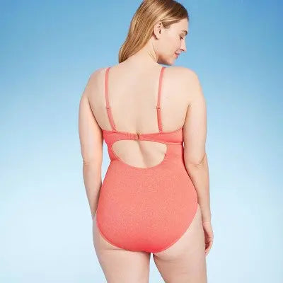 Women's Crepe Bralette Tie-Front One Piece Swimsuit - Shade & Shore Coral Shade & ShoreBullseye Deals