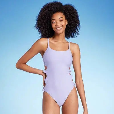 Women's Cut Out Knotted One Piece Swimsuit - Shade & Shore ilac Shade & ShoreBullseye Deals