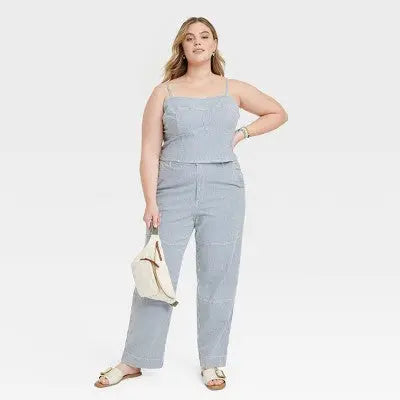 Women's High-Rise Casual Fit Railroad Straight leg Chino Pants - Universal Thread Blue Universal ThreadBullseye Deals