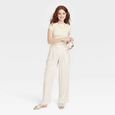 Women's High-Rise Linen Wide Leg Fluid Pants - A New Day A New DayBullseye Deals
