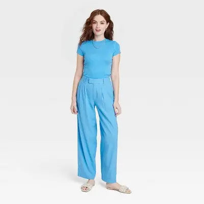Women's High-Rise Linen Wide Leg Fluid Pants - A New Day A New DayBullseye Deals