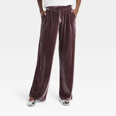 Women's High-Rise Velour Trouser Pants - A New Day A New Day