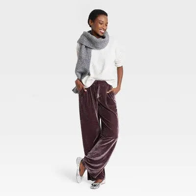 Women's High-Rise Velour Trouser Pants - A New Day A New Day